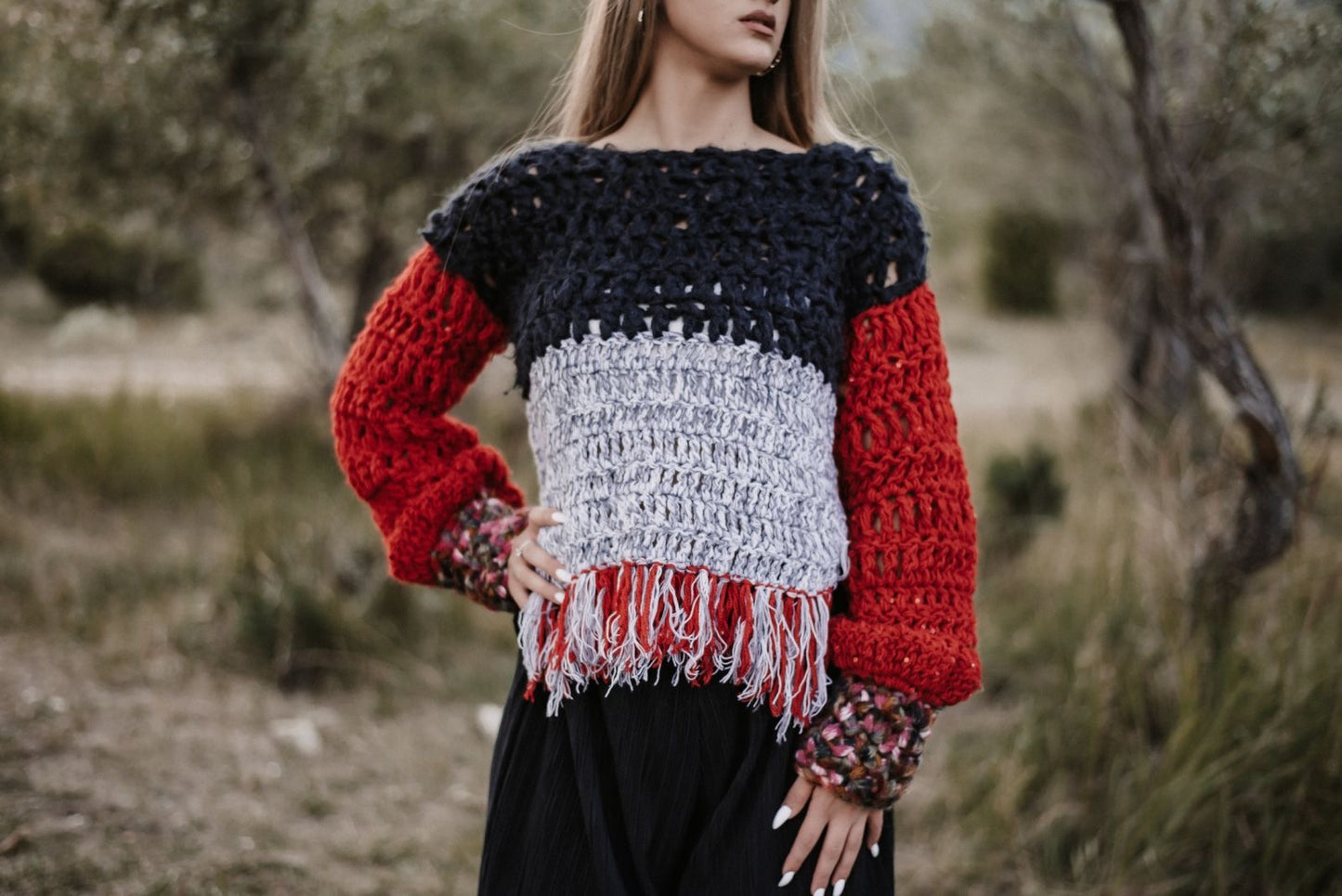 Miss Red Fringe Sweater