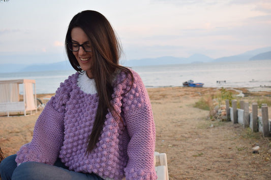 Purple bubble wool sweater